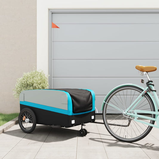 Bike Trailer Black and Blue 45 kg Iron