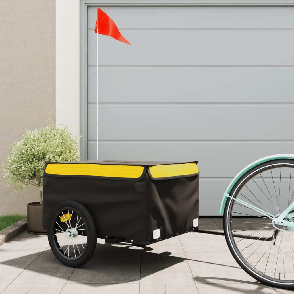 Bike Trailer Black and Yellow 45 kg Iron