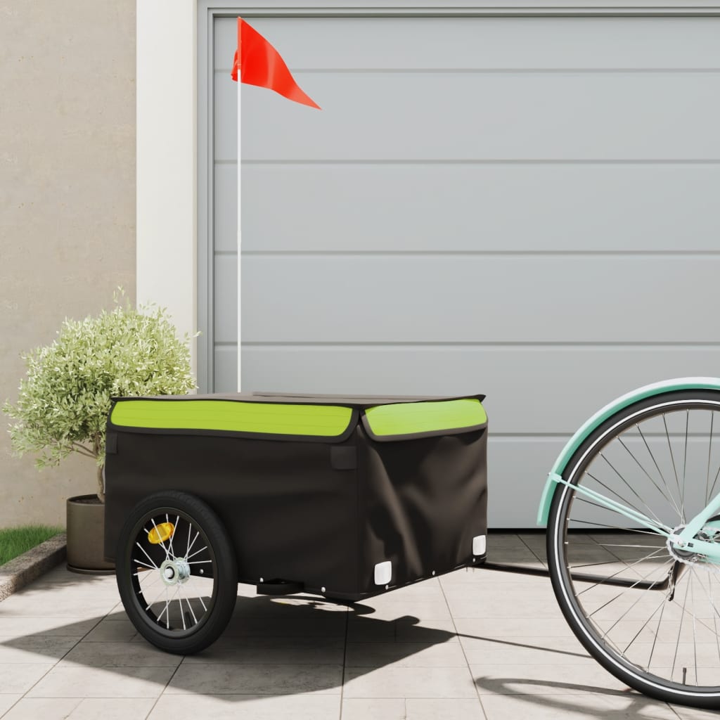 Bike Trailer Black and Green 45 kg Iron