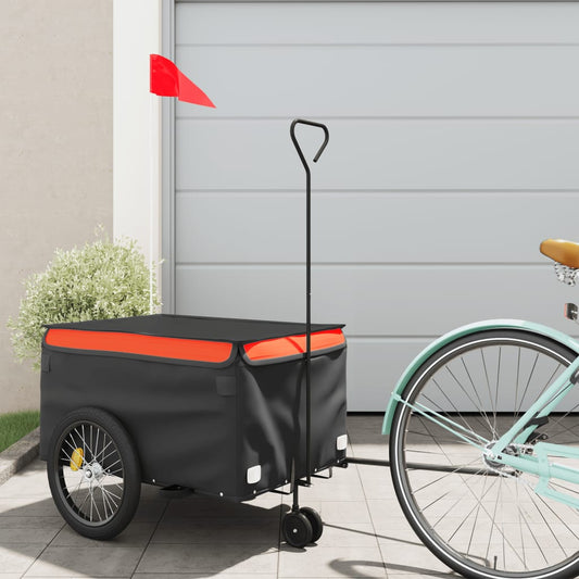 Bike Trailer Black and Orange 30 kg Iron