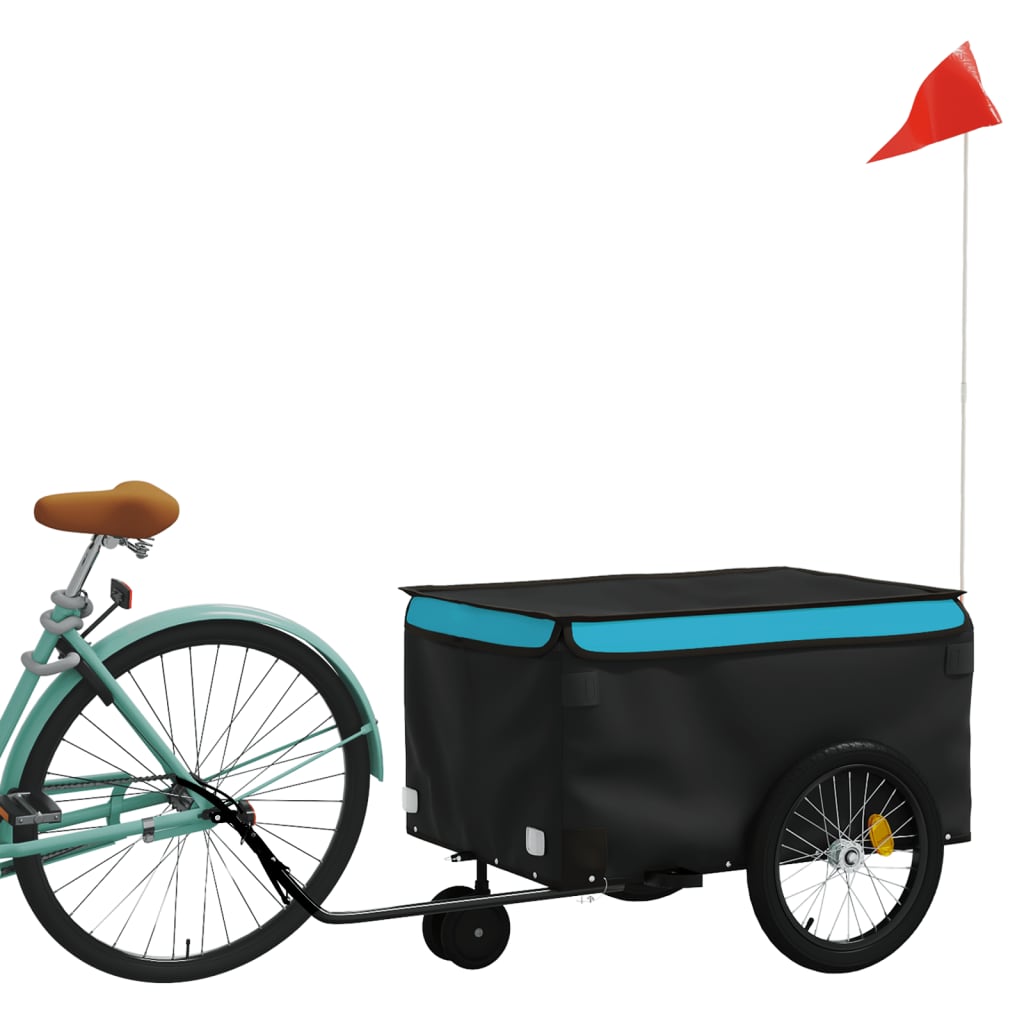 Bike Trailer Black and Blue 30 kg Iron