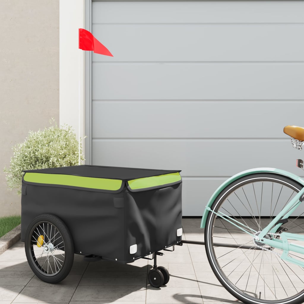 Bike Trailer Black and Green 30 kg Iron