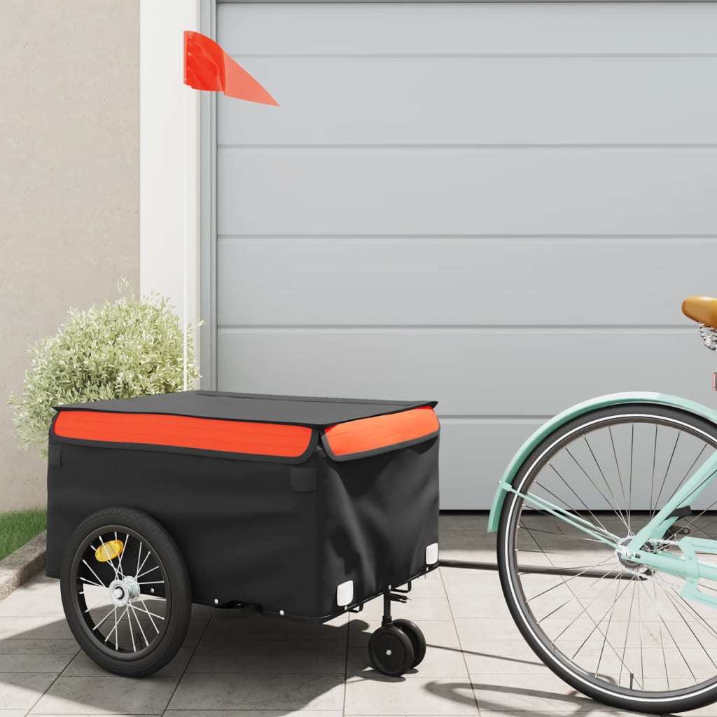 Bike Trailer Black and Orange 45 kg Iron