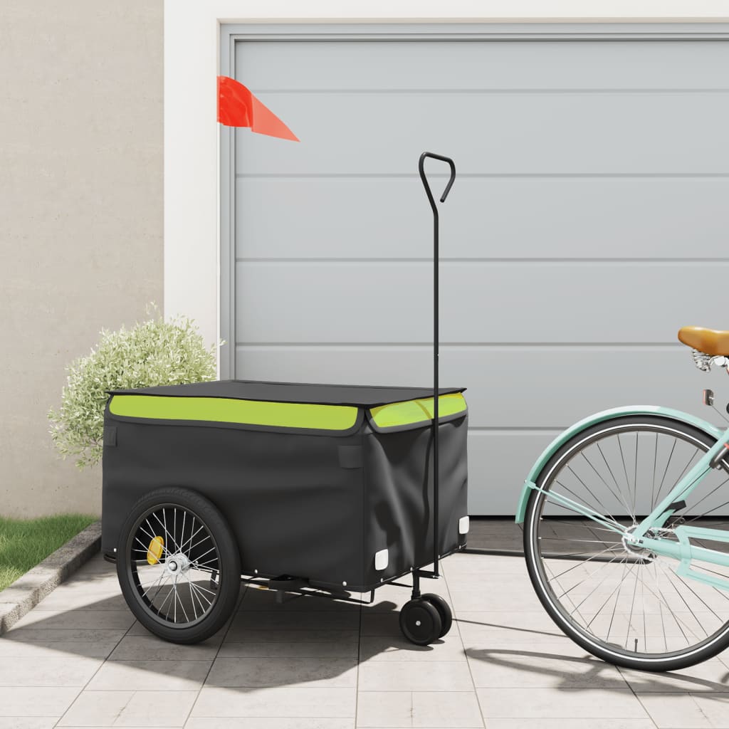 Bike Trailer Black and Green 45 kg Iron