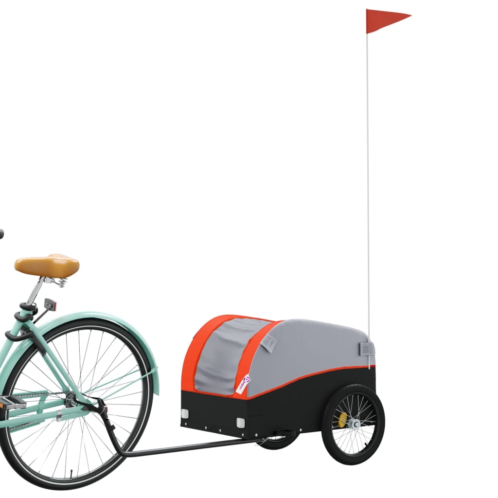 Bike Trailer Black and Orange 30 kg Iron