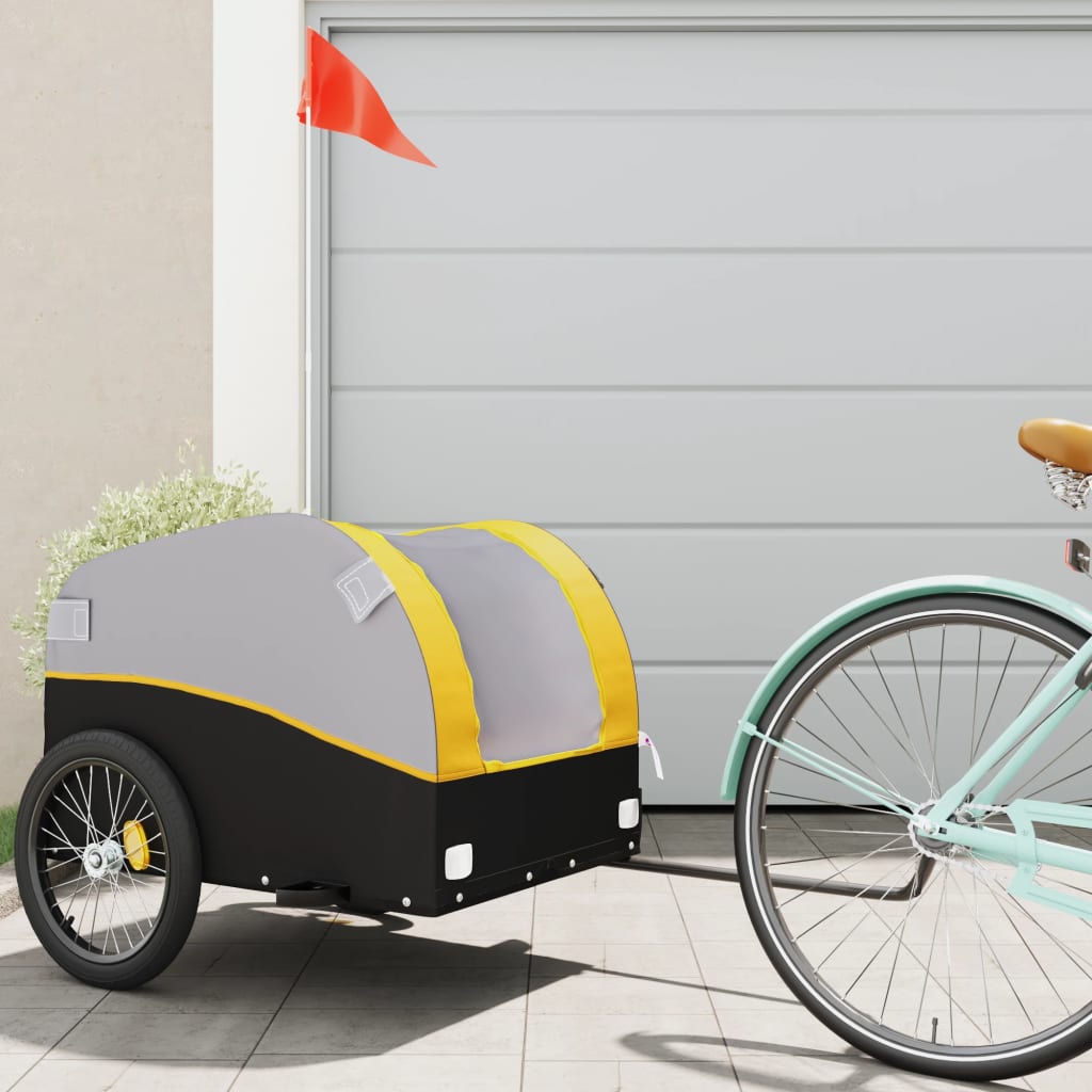 Bike Trailer Black and Yellow 45 kg Iron