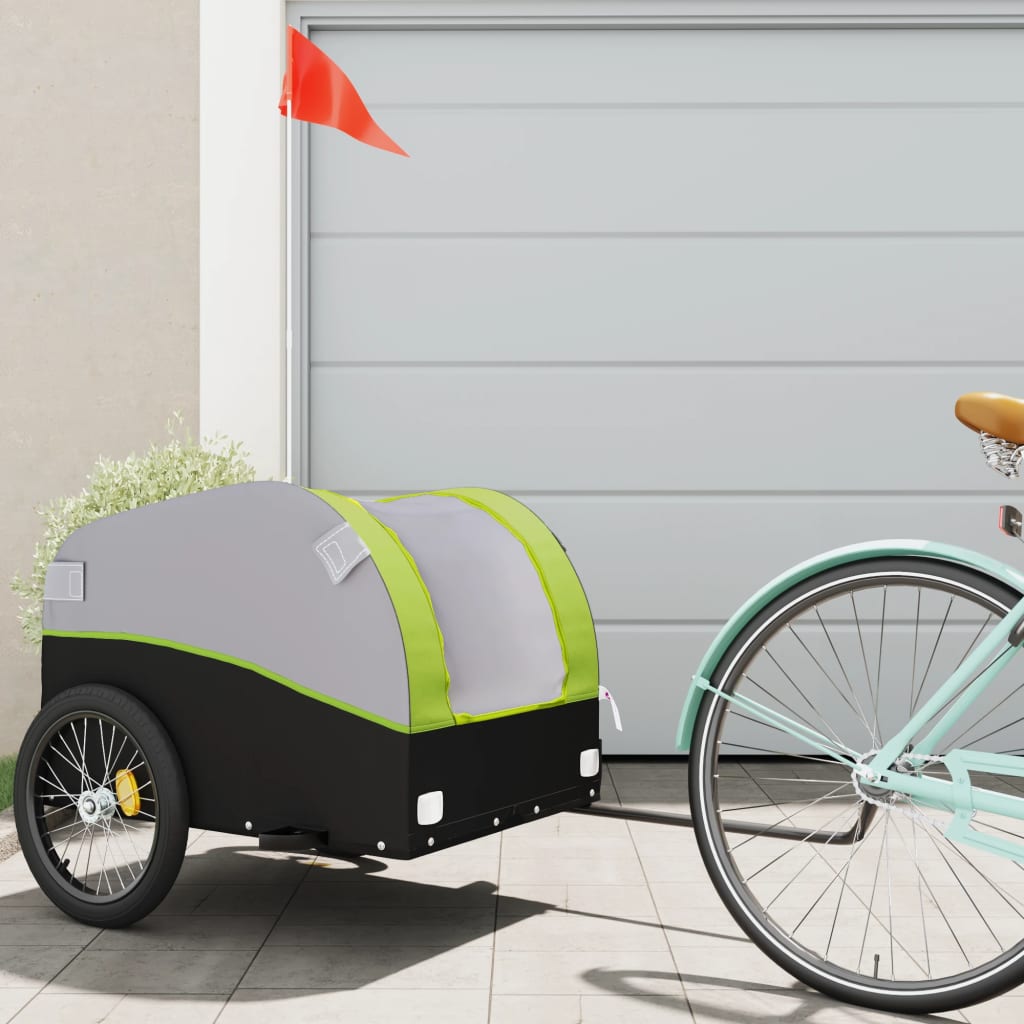 Bike Trailer Black and Green 45 kg Iron