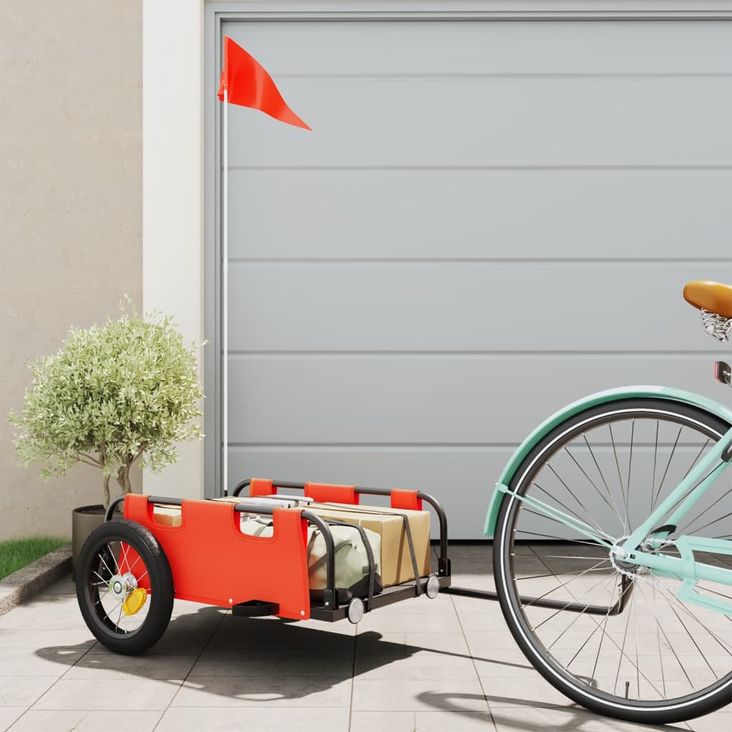 Bike Trailer Orange Oxford Fabric and Iron