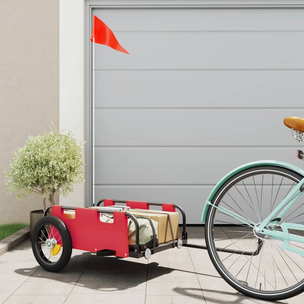 Bike Trailer Red Oxford Fabric and Iron