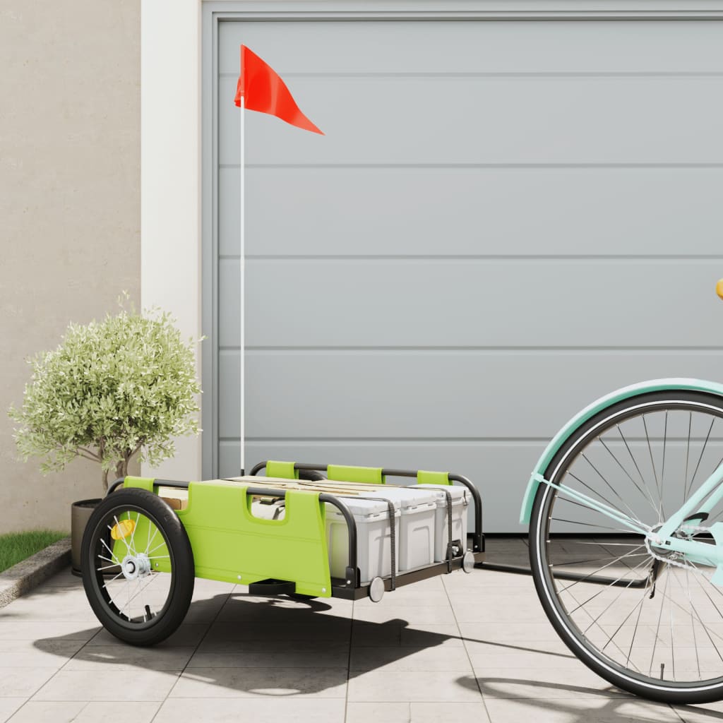 Bike Trailer Green Oxford Fabric and Iron