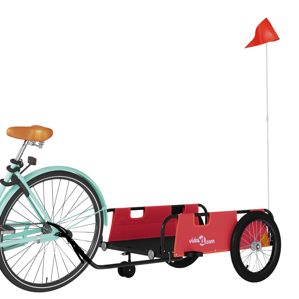 Bike Trailer Red and Black Oxford Fabric and Iron