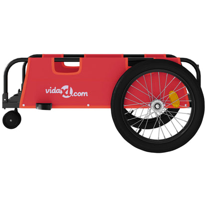 Bike Trailer Red and Black Oxford Fabric and Iron