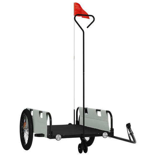 Bike Trailer Grey and Black Oxford Fabric and Iron