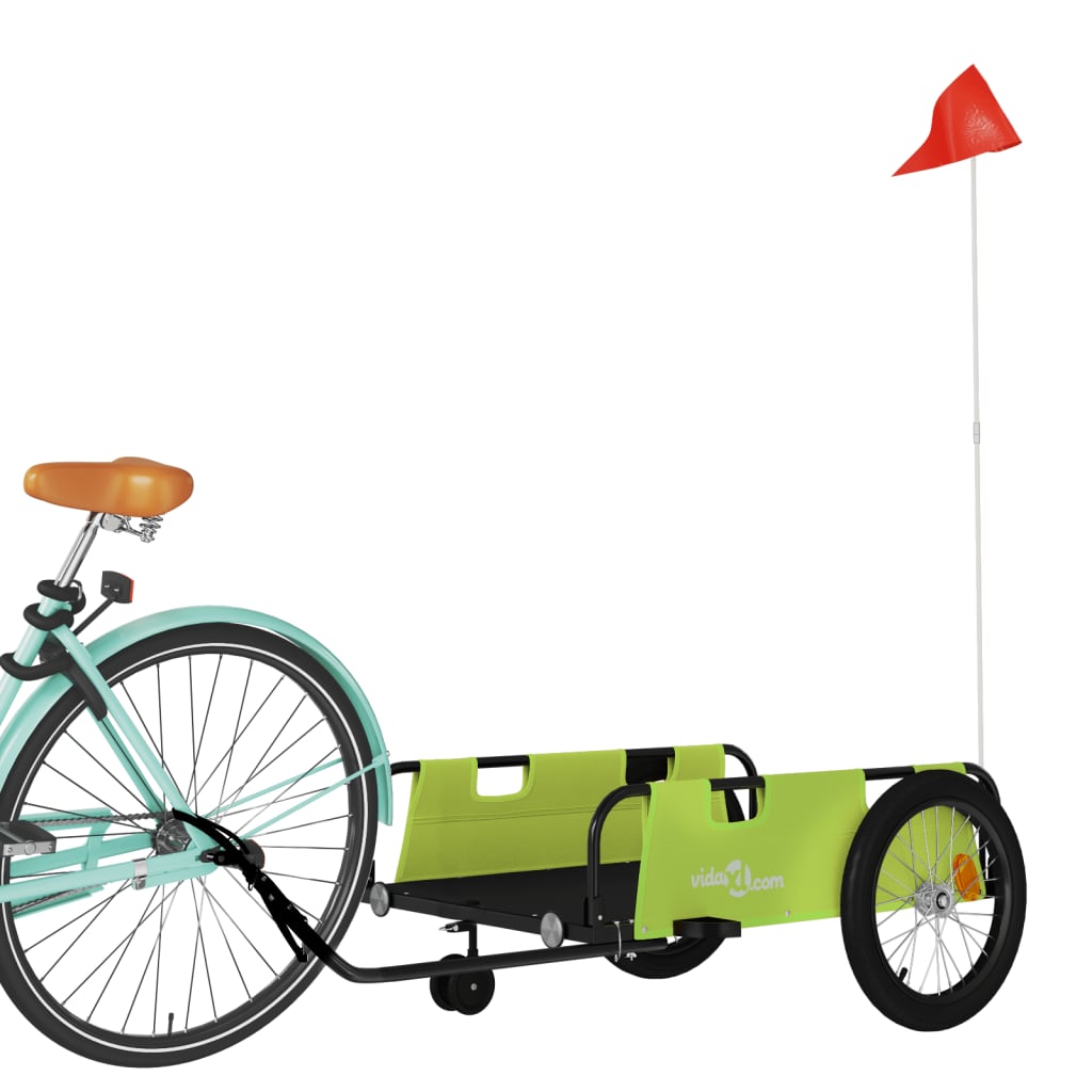 Bike Trailer Green and Black Oxford Fabric and Iron