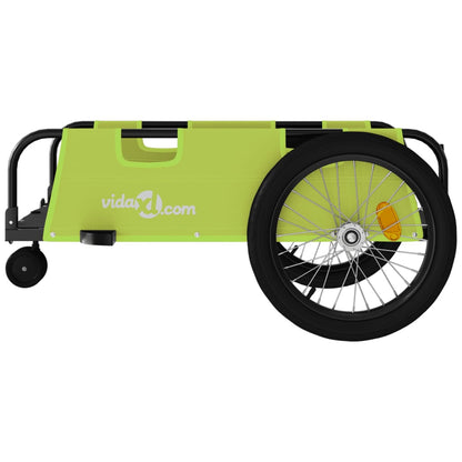 Bike Trailer Green and Black Oxford Fabric and Iron