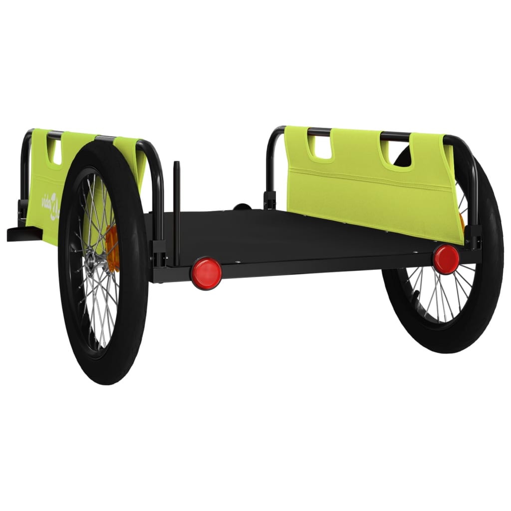 Bike Trailer Green and Black Oxford Fabric and Iron