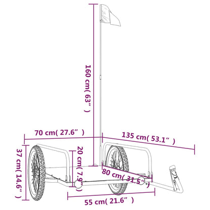 Bike Trailer Black 135x70x37 cm Iron