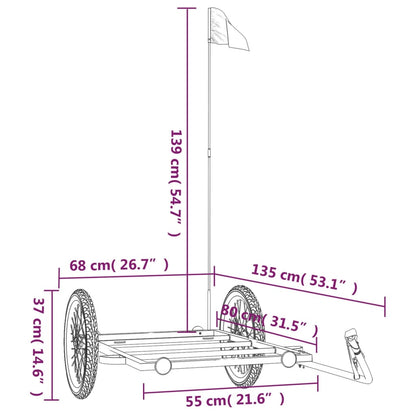 Bike Trailer Black 135x68x37 cm Iron