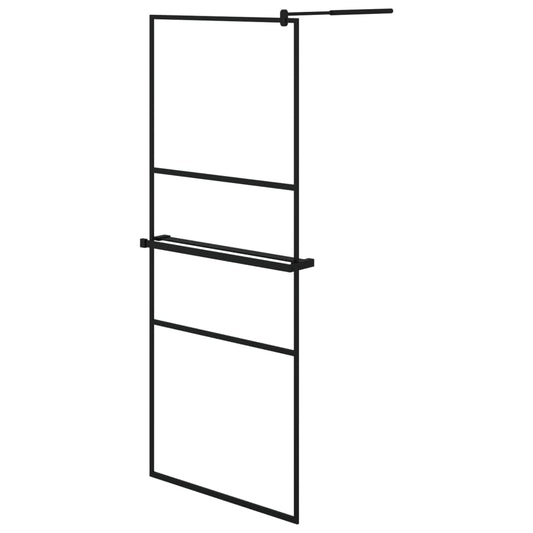 Walk-in Shower Wall with Shelf Black 80x195 cm