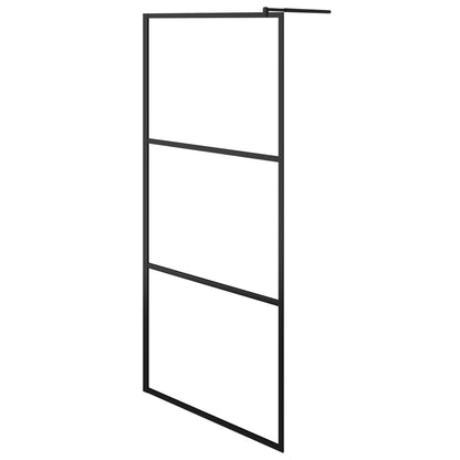 Walk-in Shower Wall with Shelf Black 80x195 cm
