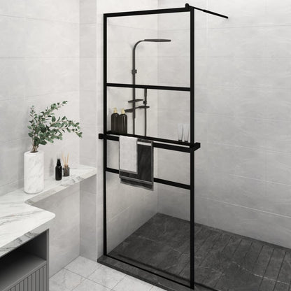 Walk-in Shower Wall with Shelf Black 80x195 cm