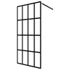 Walk-in Shower Wall with Shelf Black 39.4"x76.8" ESG Glass&Aluminum