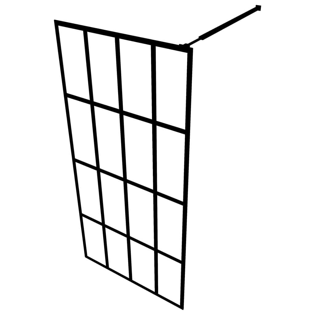 Walk-in Shower Wall with Shelf Black 39.4"x76.8" ESG Glass&Aluminum