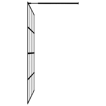 Walk-in Shower Wall with Shelf Black 39.4"x76.8" ESG Glass&Aluminum