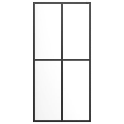 Walk-in Shower Wall with Shelf Black 39.4"x76.8" ESG Glass&Aluminum