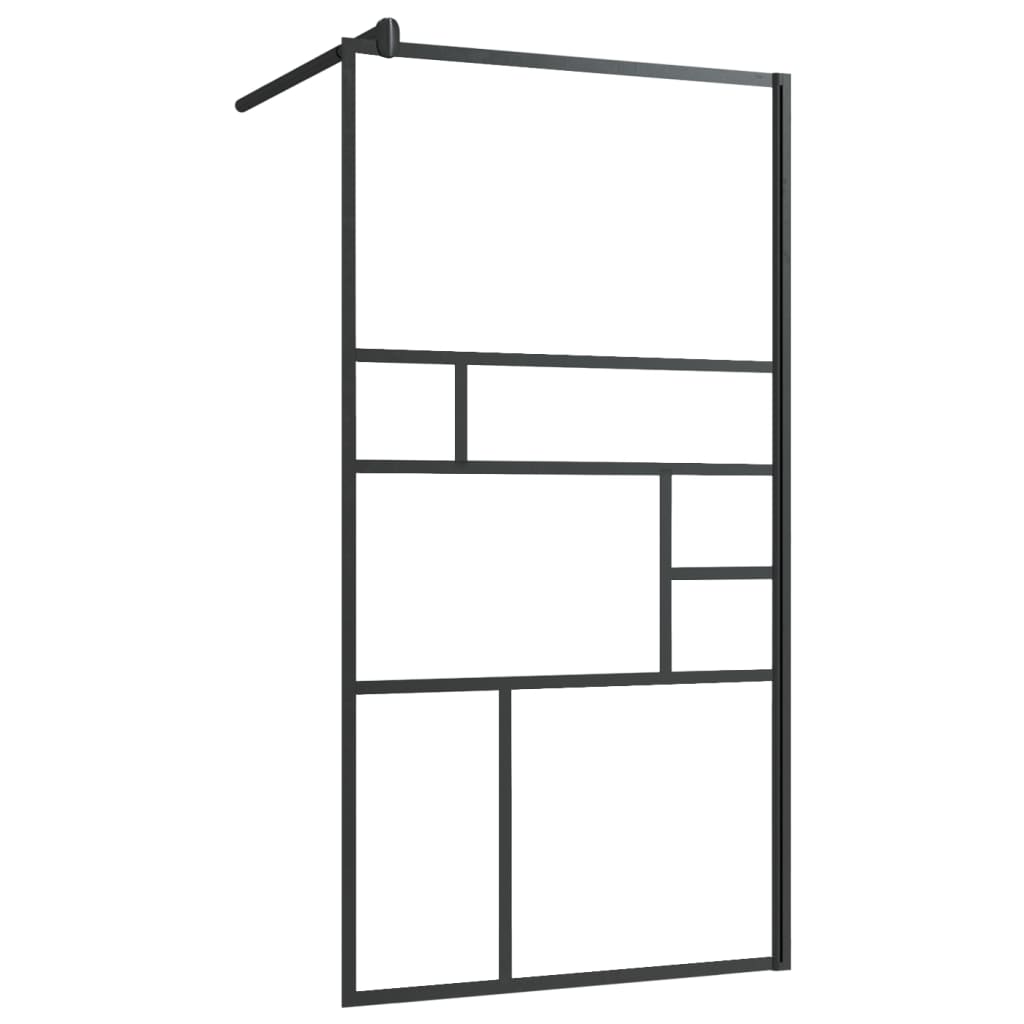 Walk-in Shower Wall with Shelf Black 39.4"x76.8" ESG Glass&Aluminum