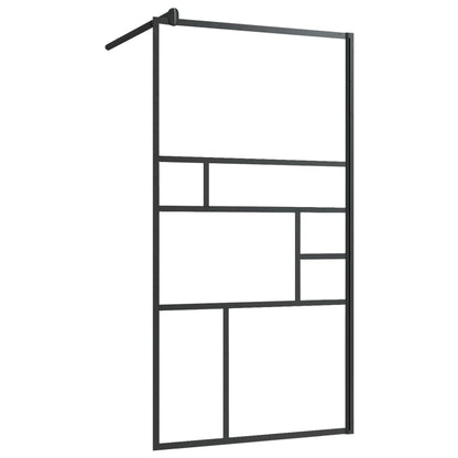 Walk-in Shower Wall with Shelf Black 39.4"x76.8" ESG Glass&Aluminum