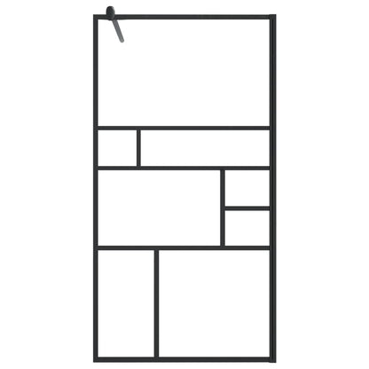 Walk-in Shower Wall with Shelf Black 39.4"x76.8" ESG Glass&Aluminum