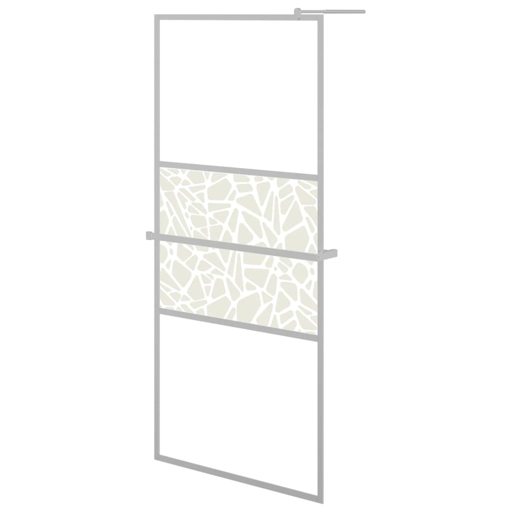 Walk-in Shower Wall with Shelf Chrome 90x195 cm ESG Glass&Aluminium