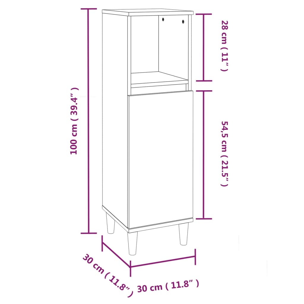 3 Piece Bathroom Cabinet Set Concrete Grey Engineered Wood