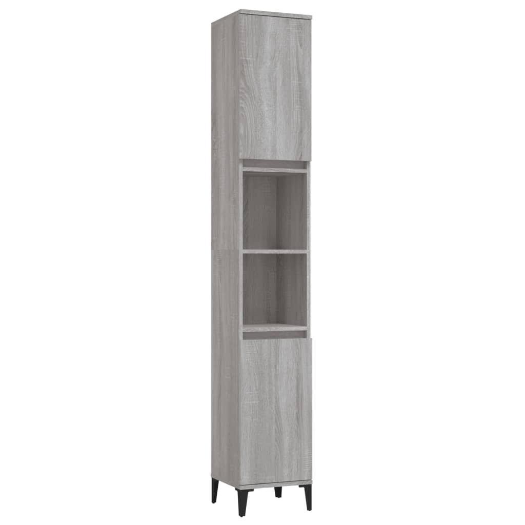 3 Piece Bathroom Cabinet Set Grey Sonoma Engineered Wood