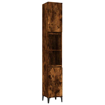 3 Piece Bathroom Furniture Set Smoked Oak Engineered Wood