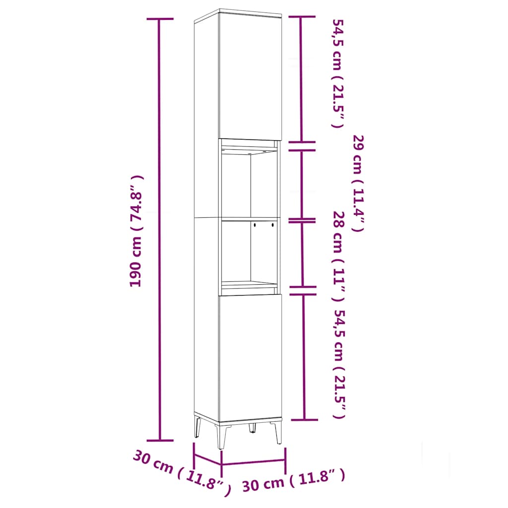 3 Piece Bathroom Furniture Set Smoked Oak Engineered Wood