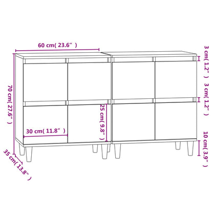 Sideboards 2 pcs Concrete Grey 60x35x70 cm Engineered Wood