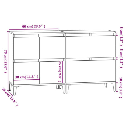 Sideboards 2 pcs Sonoma Oak 60x35x70 cm Engineered Wood