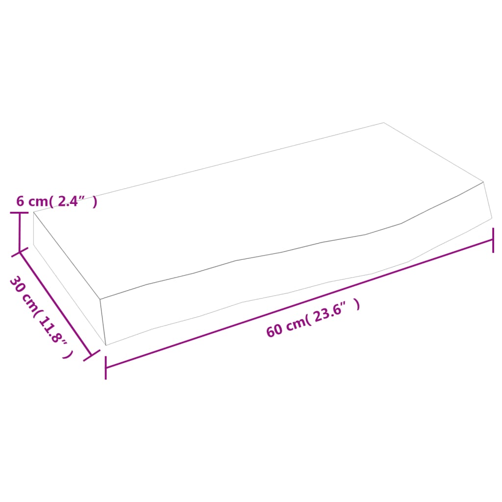 Bathroom Countertop 60x30x(2-6) cm Untreated Solid Wood