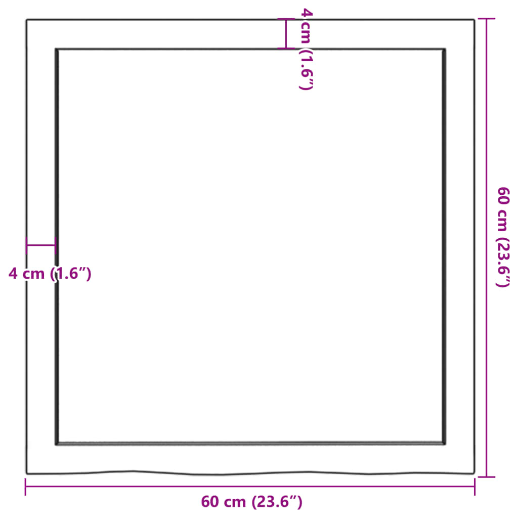 Bathroom Countertop 60x60x(2-4) cm Untreated Solid Wood