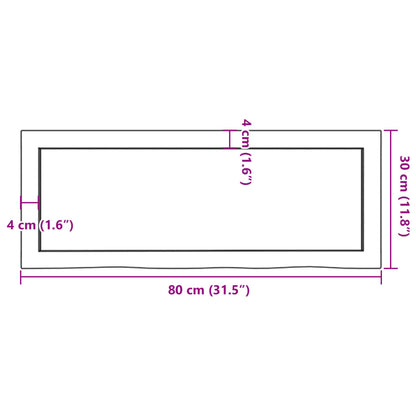 Bathroom Countertop 80x30x(2-4) cm Untreated Solid Wood