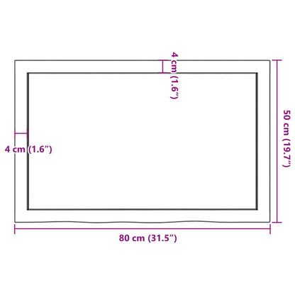 Bathroom Countertop 80x50x(2-4) cm Untreated Solid Wood