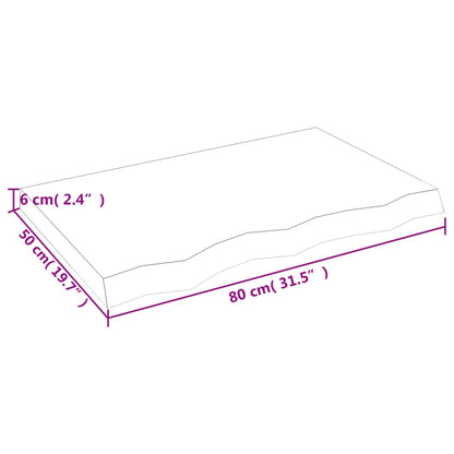 Bathroom Countertop 80x50x(2-6) cm Untreated Solid Wood