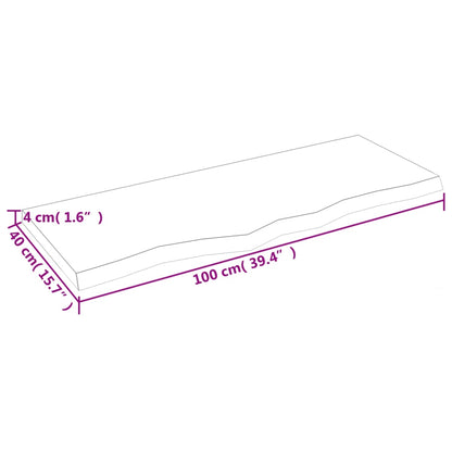 Bathroom Countertop Light Brown 100x40x(2-4)cm Treated Solid Wood