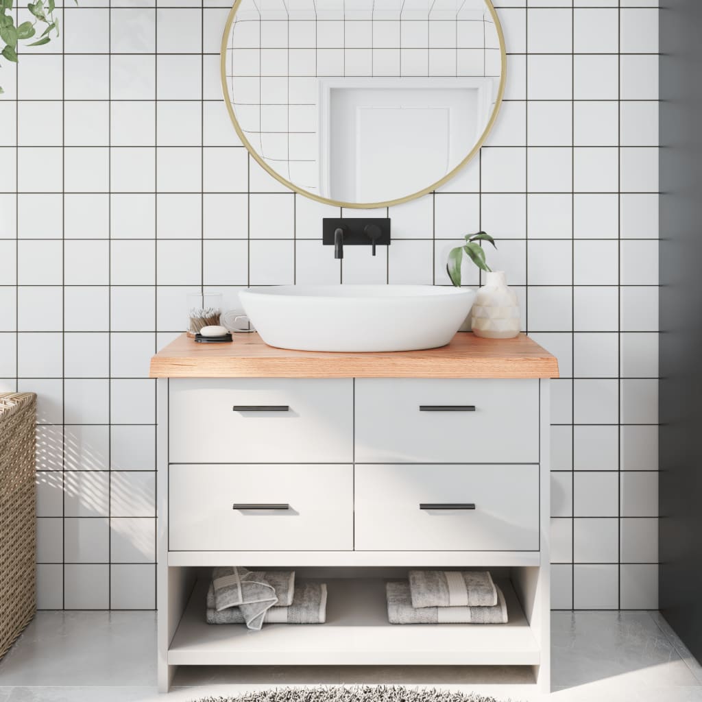 Bathroom Countertop Light Brown 100x40x(2-6)cm Treated Solid Wood