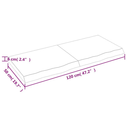 Bathroom Countertop Light Brown 120x50x(2-6)cm Treated Solid Wood
