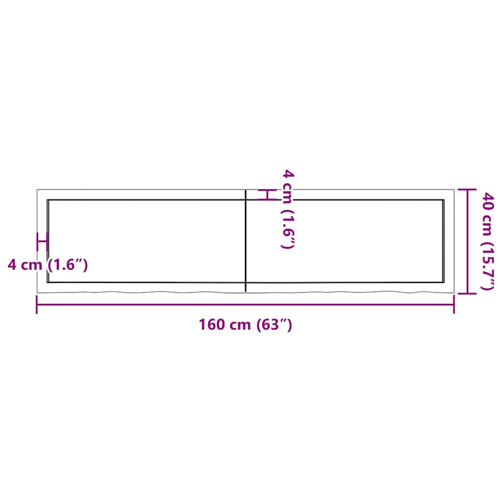 Bathroom Countertop Light Brown 160x40x(2-4)cm Treated Solid Wood