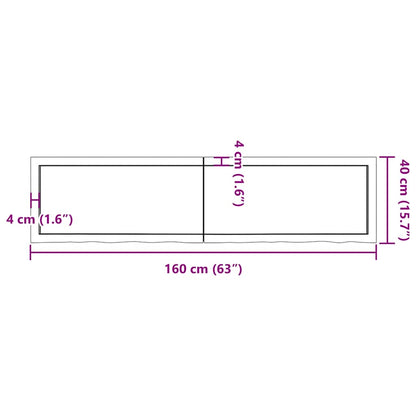 Bathroom Countertop Light Brown 160x40x(2-4)cm Treated Solid Wood