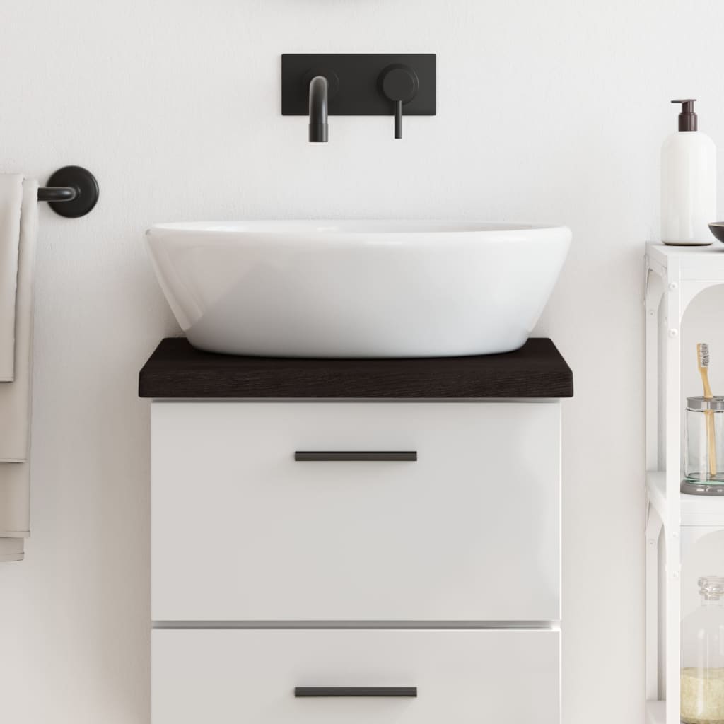 Bathroom Countertop Dark Brown 40x40x(2-4) cm Treated Solid Wood